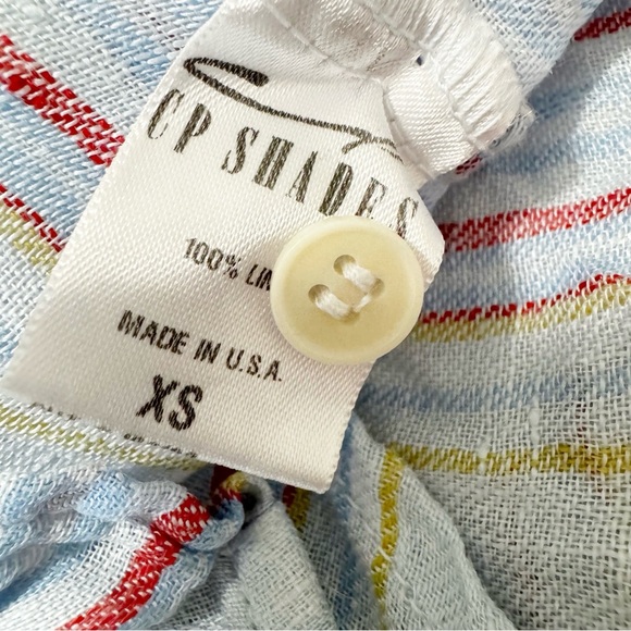 CP Shades Romy Blue Striped Linen Button Down Top XS - Picture 7 of 12
